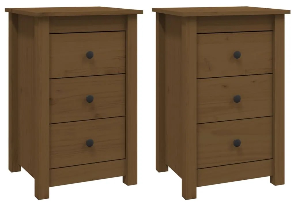 Comodini 2 pz miele 40x35x61,5 cm in legno massello di pino