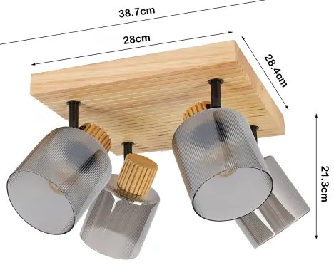 Brilagi - Faretto HYGGE 4xE14/15W/230V legno/fumé