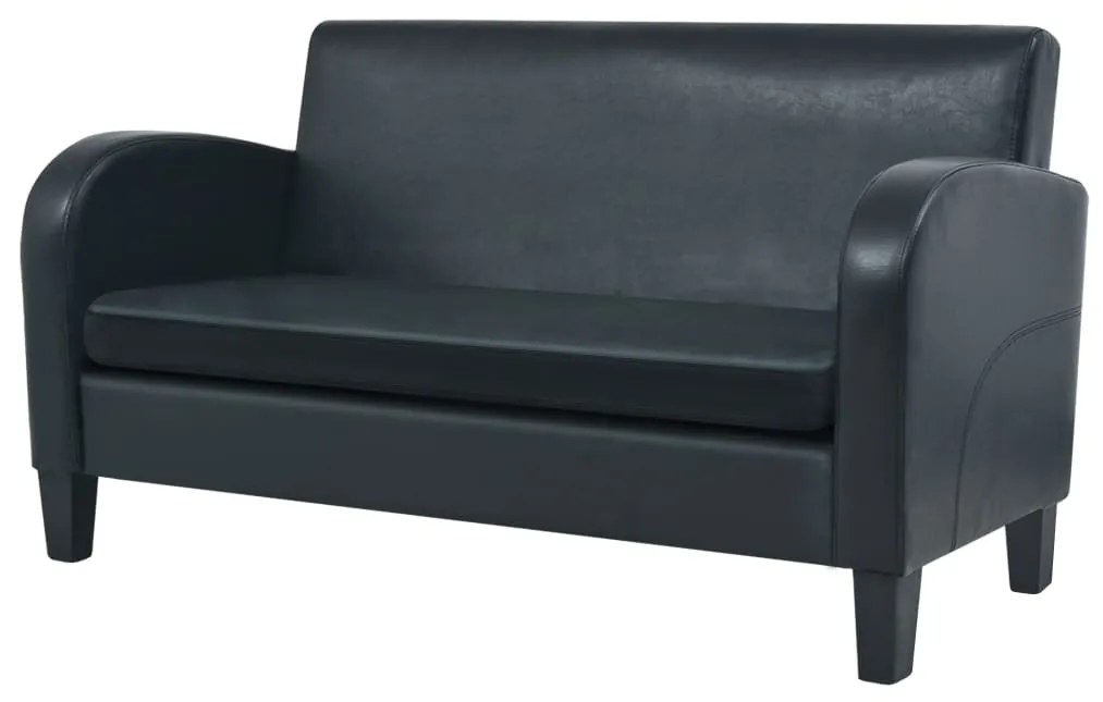 Divano A 2 Posti İn Pelle Artificiale Nero /