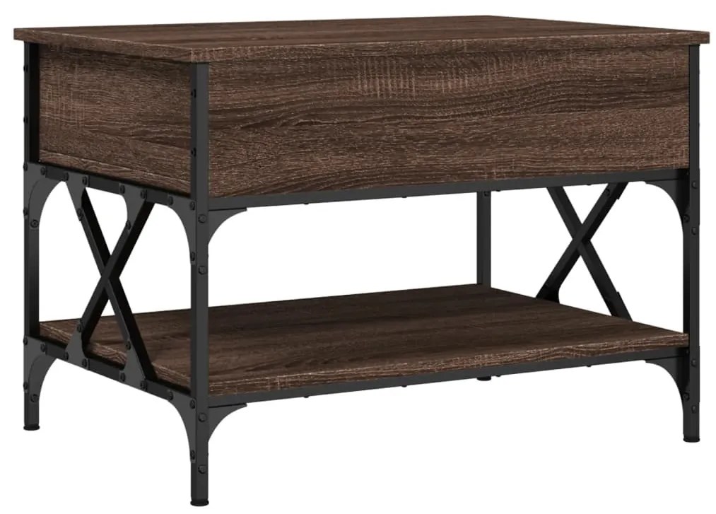 Tavolino salotto rovere marrone 70x50x50cm multistrato metallo