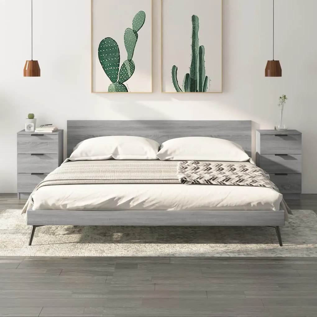 Comodini 2 Pz Grigio Sonoma 40x36x65 Cm /
