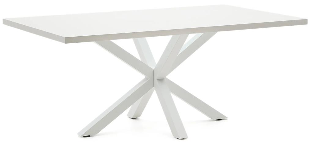 Kave Home - Tavolo Argo di melammina con finitura bianca e gambe in acciaio con finitura bianca 200 x