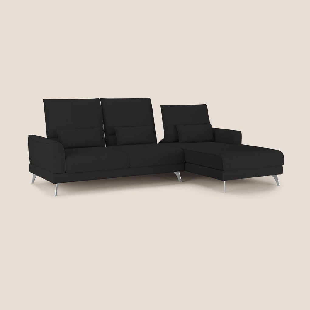 Tommy Divano angolare con relax e schienali traslanti in microfibra smacchiabile T11 nero