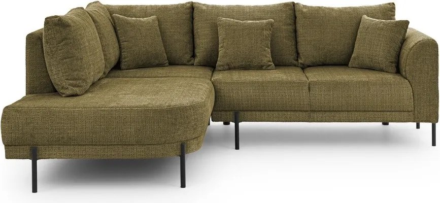 Divano angolare verde (con penisola a sinistra/a L) con rivestimento in ciniglia Mauris – Ropez