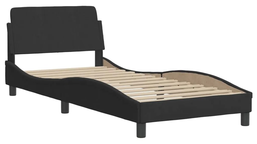 Letto con materasso nero 90x200 cm in velluto