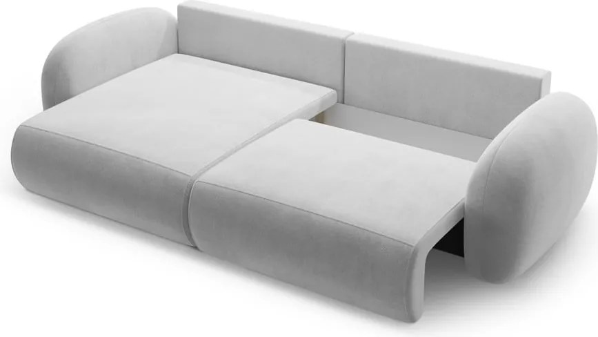 Divano angolare grigio chiaro allungabile/con contenitore con rivestimento in velluto Tonale – Cosmopolitan Design