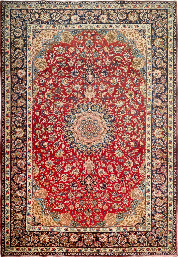 Najafabad Tappeto persiano 370x260 Blu (Iran) Annodato A Mano