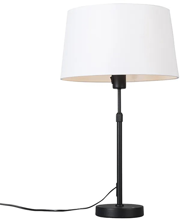 Lampada da tavolo nera con paralume in lino bianco 35 cm regolabile - Parte