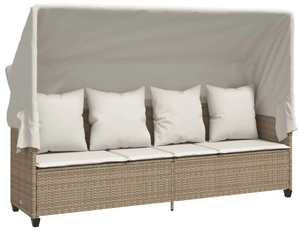 Set divano da giardino 5 pz con cuscini beige in polyrattan