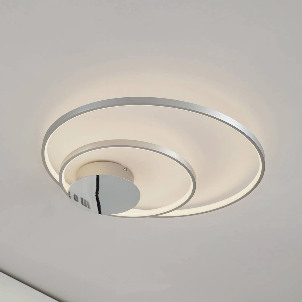 Lindby Nerwin Plafoniera LED, 65 cm, rotonda, alluminio/chrome
