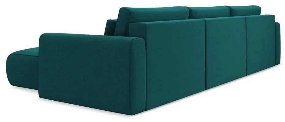 Divano angolare turchese allungabile/con contenitore (a U) con rivestimento in velluto Kapua – Makamii
