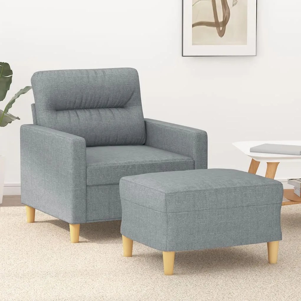 Poltrona Con Poggiapiedi Grigio Chiaro 60 Cm İn Tessuto /