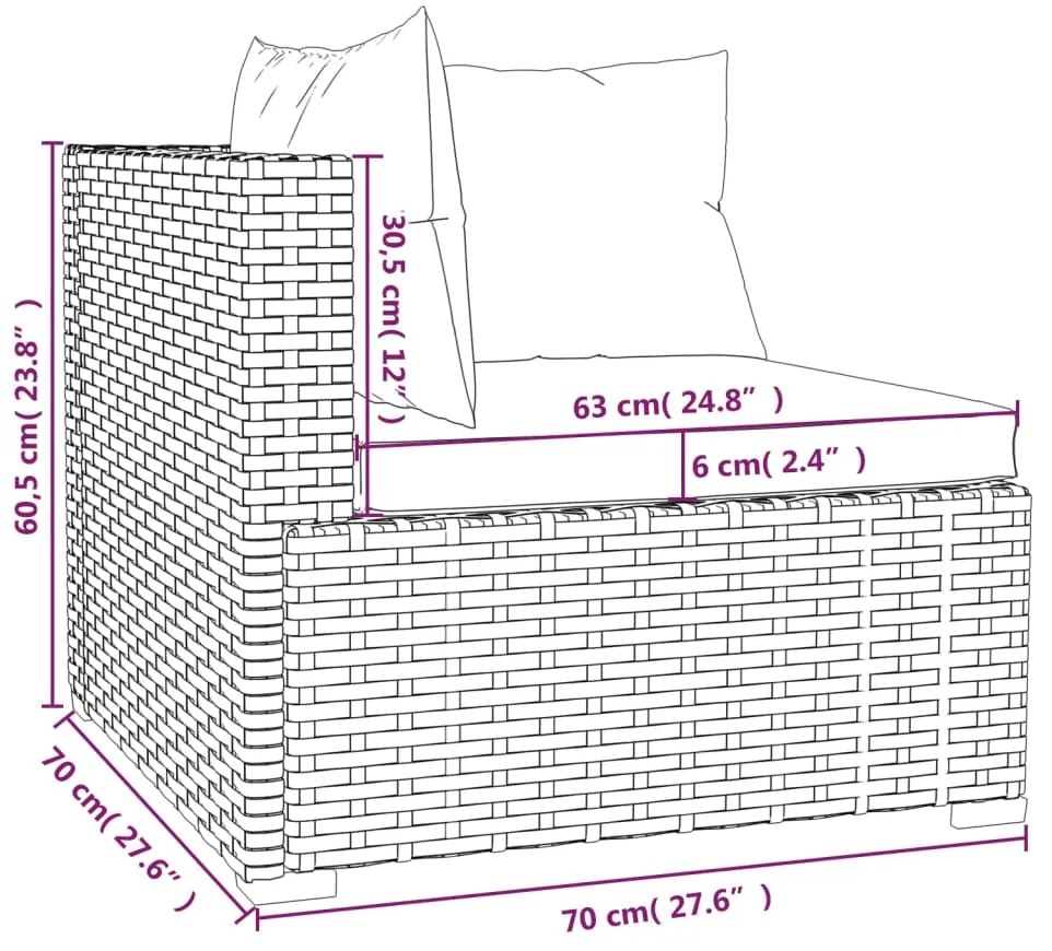 Set Divani da Giardino 14 pz con Cuscini in Polyrattan Grigio