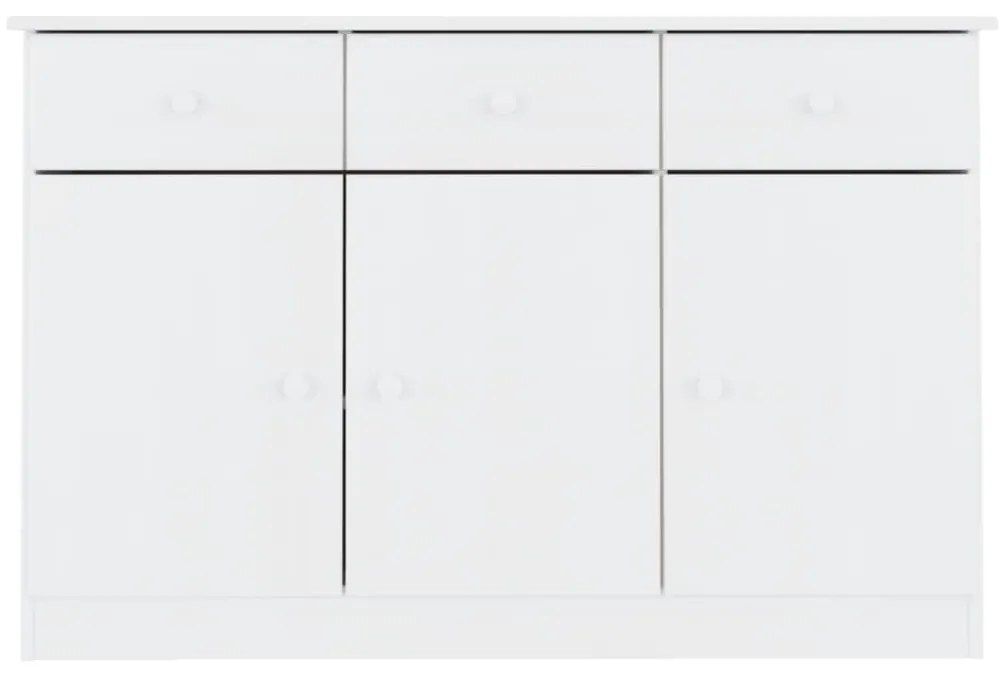 Credenza alta bianca 112x35x73 cm in legno massello di pino