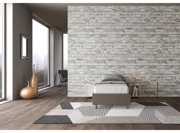 Letto singolo contenitore imbottito 80x200 similpelle cappuccino Azelia