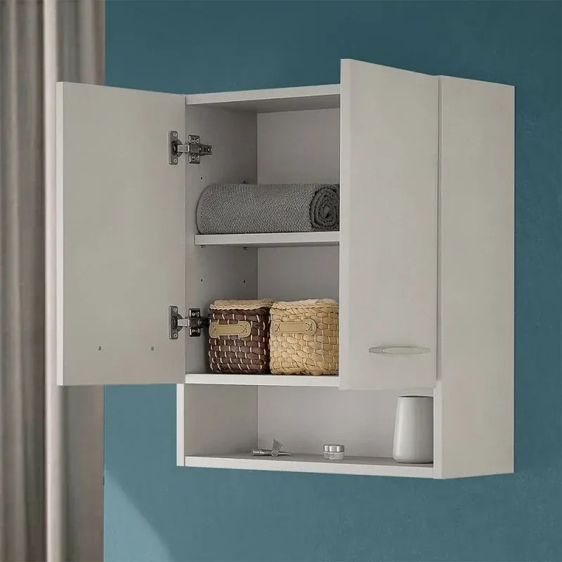 Pensile bagno sospeso 60 cm grigio calce ante soft-close e vano Moon