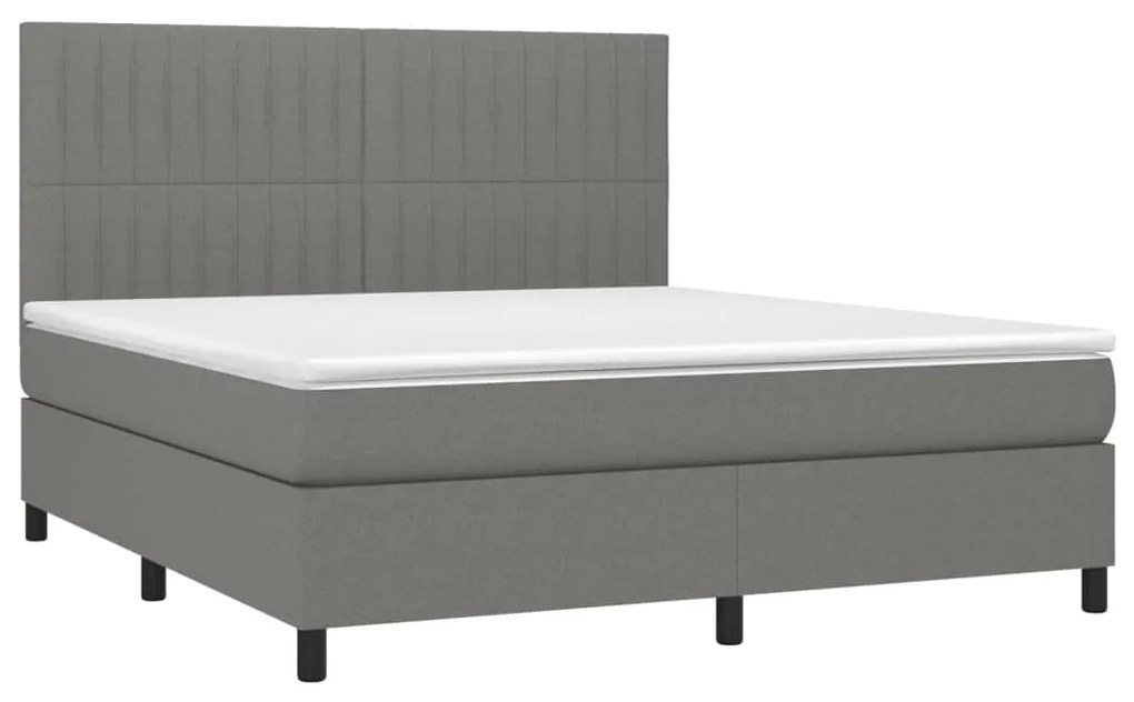 Letto a molle materasso e led grigio scuro 160x200cm in tessuto