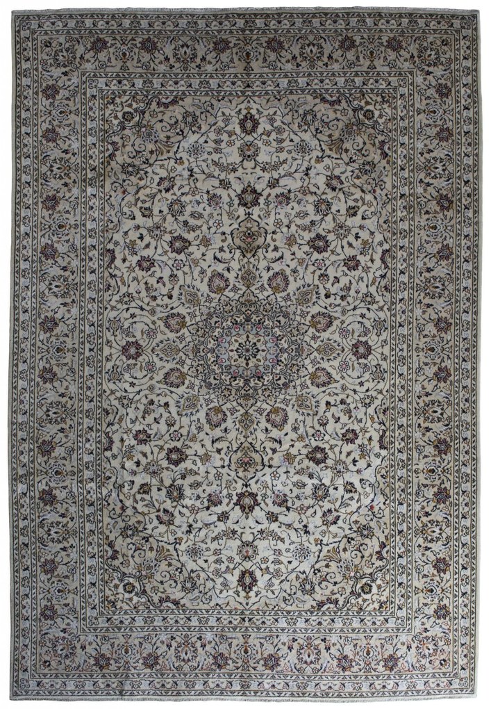 Kashan Tappeto 250 x 370 Beige (Iran) Annodato A Mano