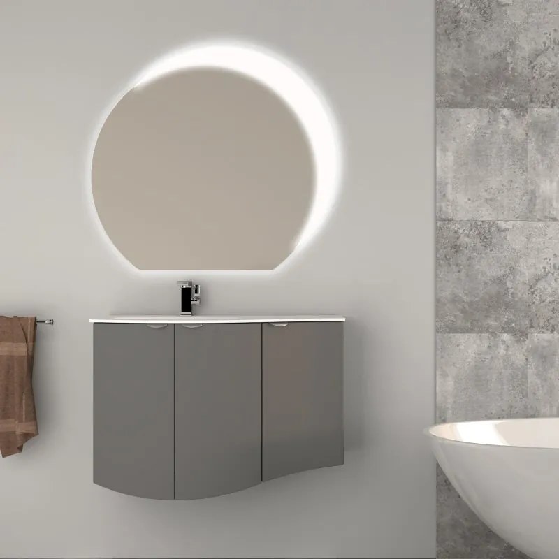 Mobile bagno sospeso con lavabo L 104 x H 70 x P 51 cm grigio nuvola per vasca a sinistra Onda