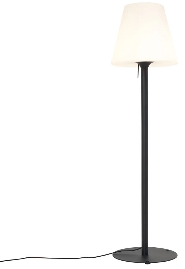 Lampada da terra moderna per esterni nera con paralume bianco IP44 - Big Virginia