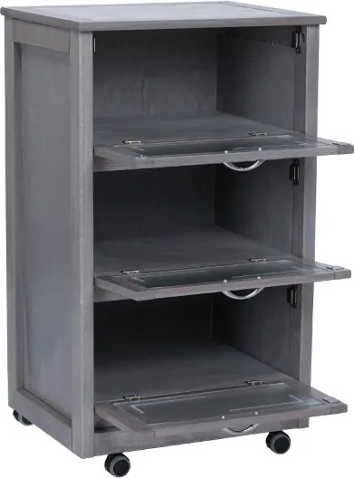 Carrello Mobiletto Grigio con ante a ribalta in vetro LANDHELL
