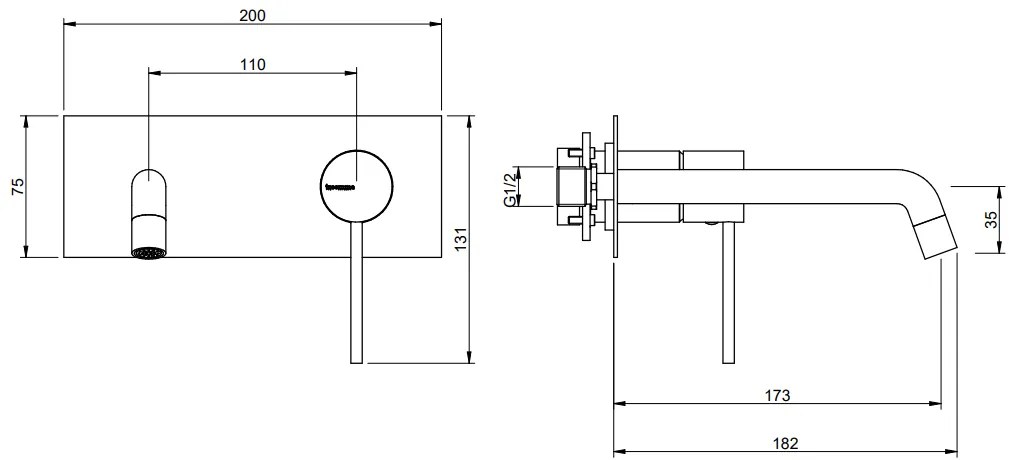 Treemme Up+ RWIT6BA5CC01 miscelatore monocomando lavabo 173mm senza parte incasso cromo