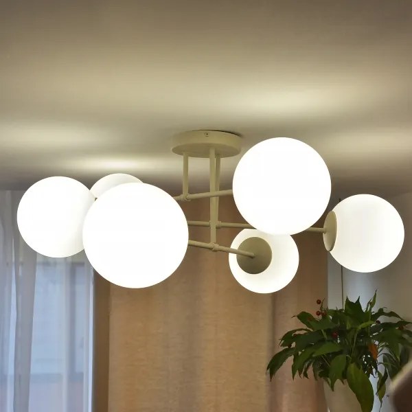 Plafoniera MOON 6xE27/15W/230V crema