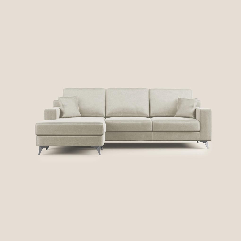 Michael divano moderno angolare con penisola in morbido velluto impermeabile T01 panna Angolare Sinistro