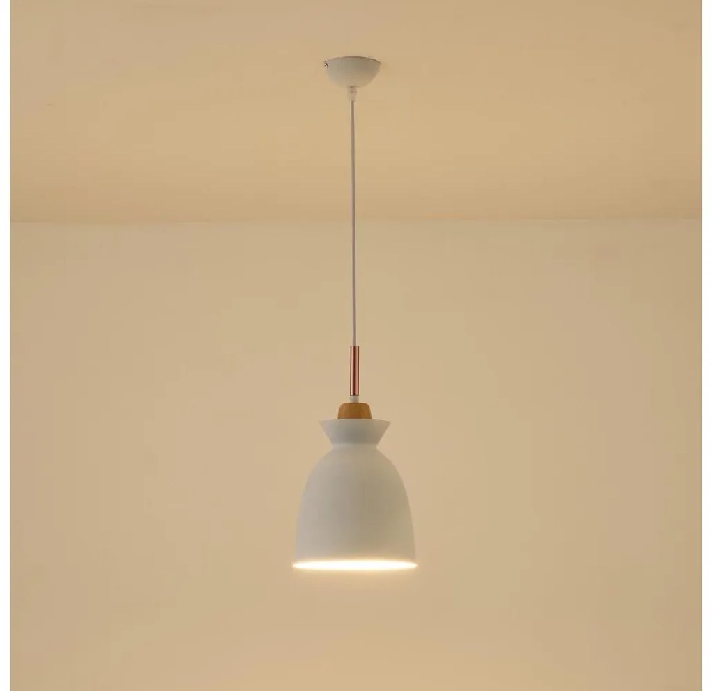 Lampadario a sospensione con filo 1xE27/15W/230V bianco diametro 19,5 cm