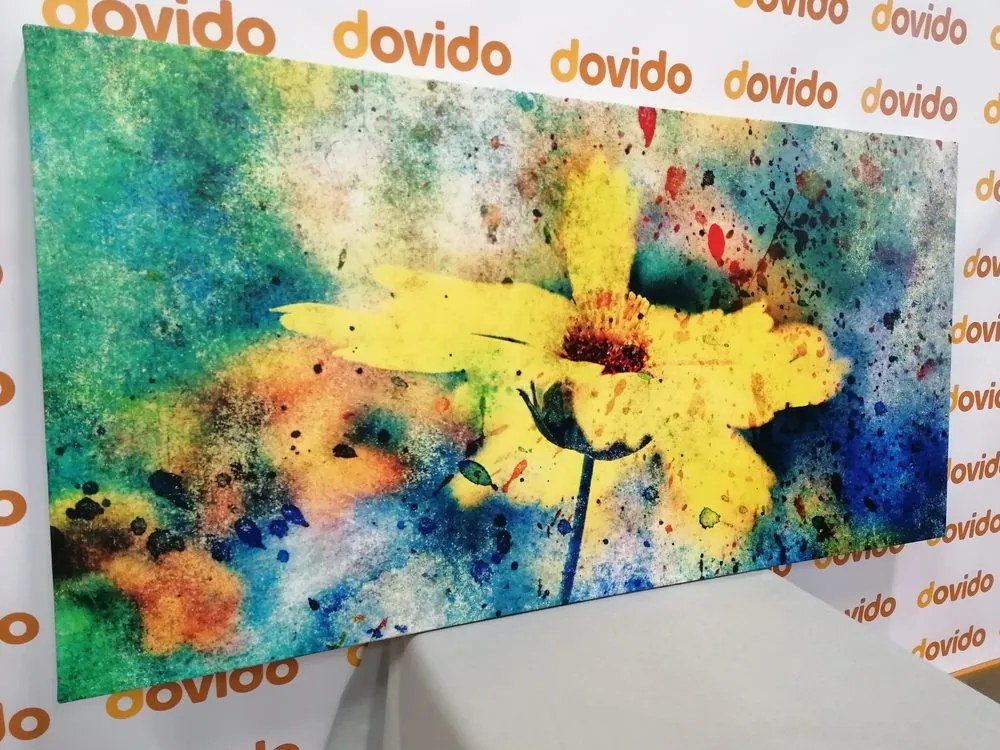 Stampa su tela – Fiore giallo con tocco vintage