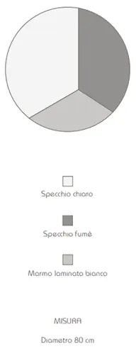 Specchio rotondo moderno 80 cm effetto marmo bianco e vetro fumč - OSCAR
