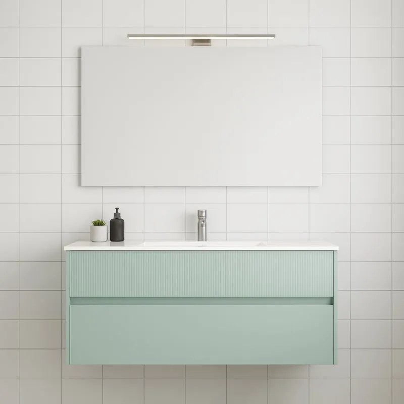 Mobile da bagno sospeso sotto lavabo Niwa 2 cassetti L 119.5 x H 50 x P 45.5 cm verde timo cannettato