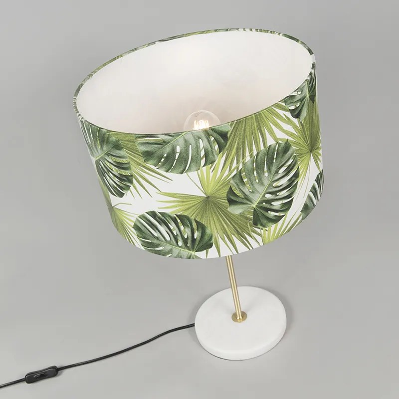 Lampada da tavolo moderna in ottone con paralume a foglia 35 cm - Kaso