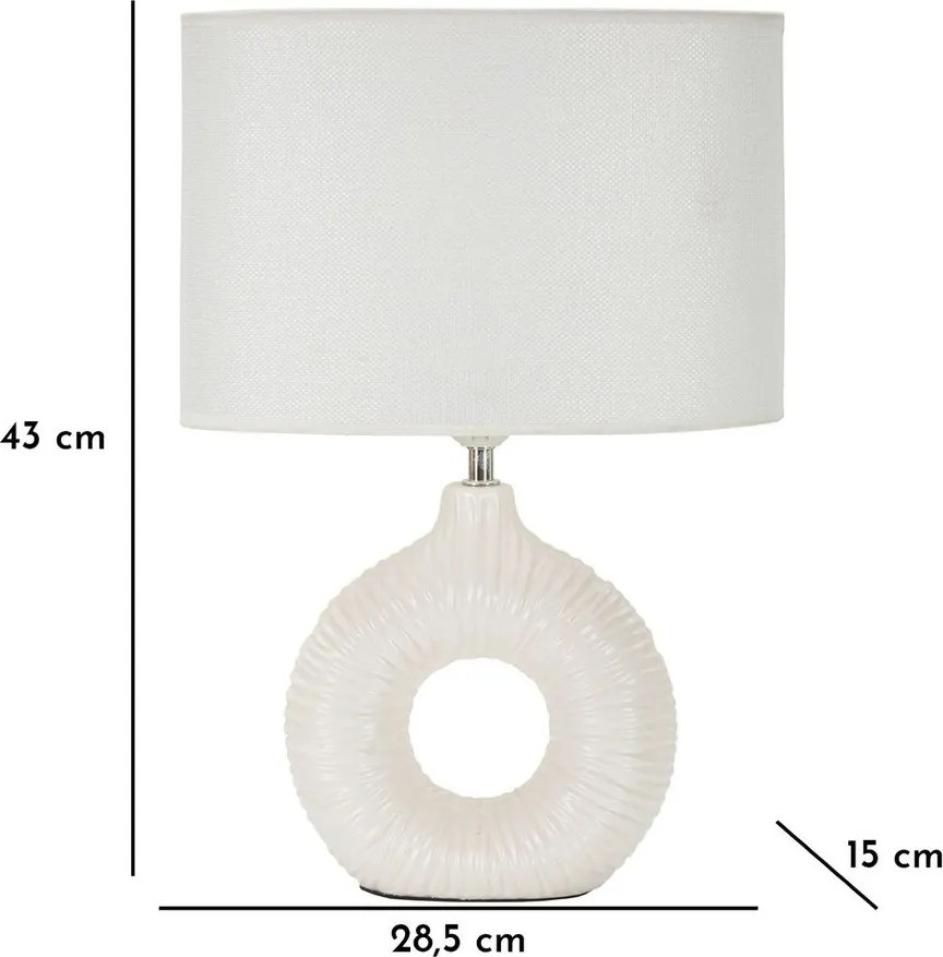 Lampada da tavolo bianca in ceramica con paralume in tessuto (altezza totale 43 cm) Seta – Mauro Ferretti