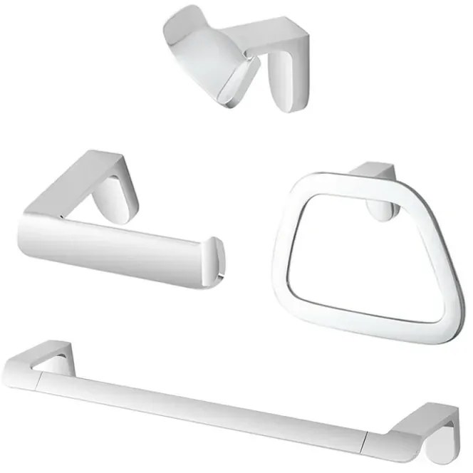 Set accessori bagno da muro 4 pezzi in acciaio cromo Fusion