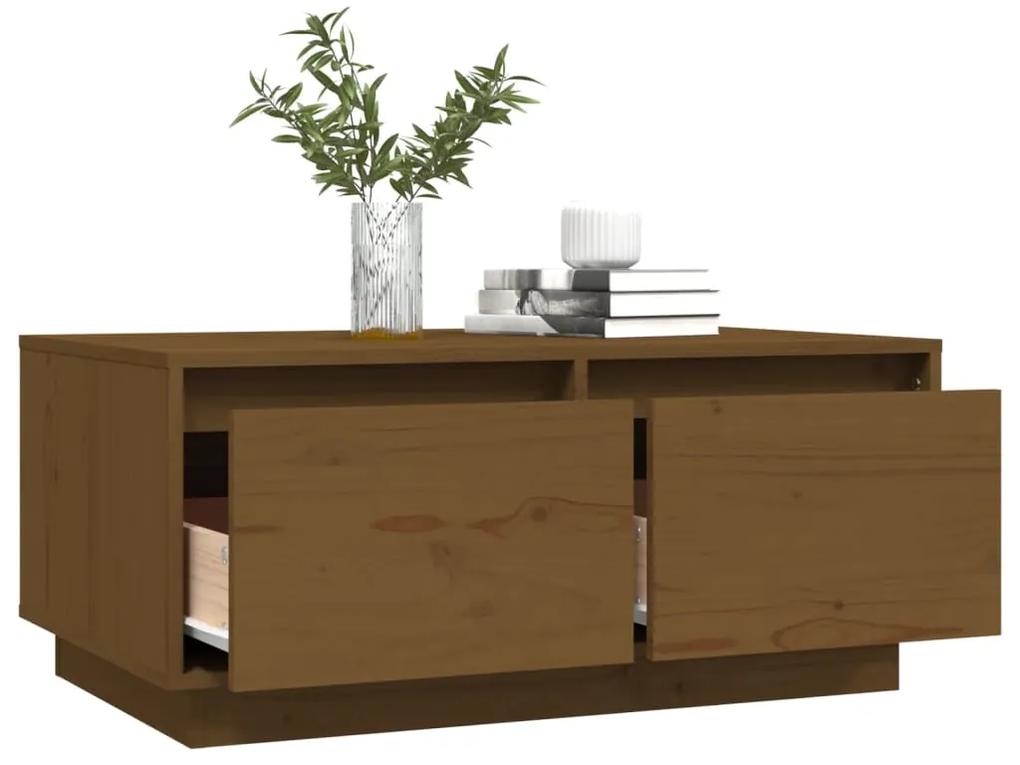 Tavolino da salotto miele 80x50x35 cm legno massello di pino
