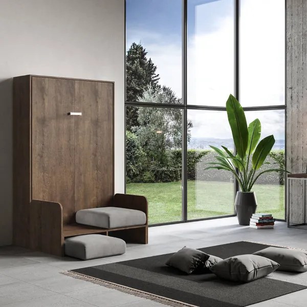 Letto stile francese a scomparsa 140 cm verticale Noce KENTARO SOFŔ