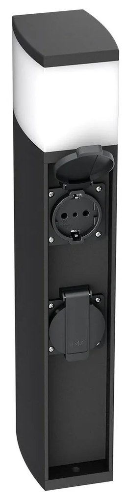Paletto da Giardino Rettangolare Doppia Presa Corrente 40cm G9 - Nero