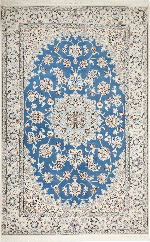 Nain Tappeto persiano 140x210 Blu (Iran) Annodato A Mano