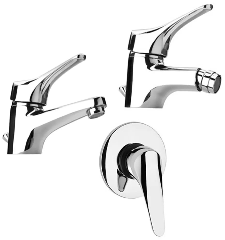 Set miscelatori lavabo + bidet + incasso doccia Piralla Ariel ottone cromato con PILETTA DI SCARICO INCLUSA 0RE00088A16 0RE00094A16 0RE00410A16