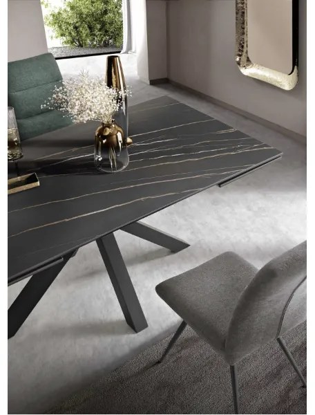 Tavolo cucina allungabile 240 cm piano grčs rporcellanato Nero JACKY