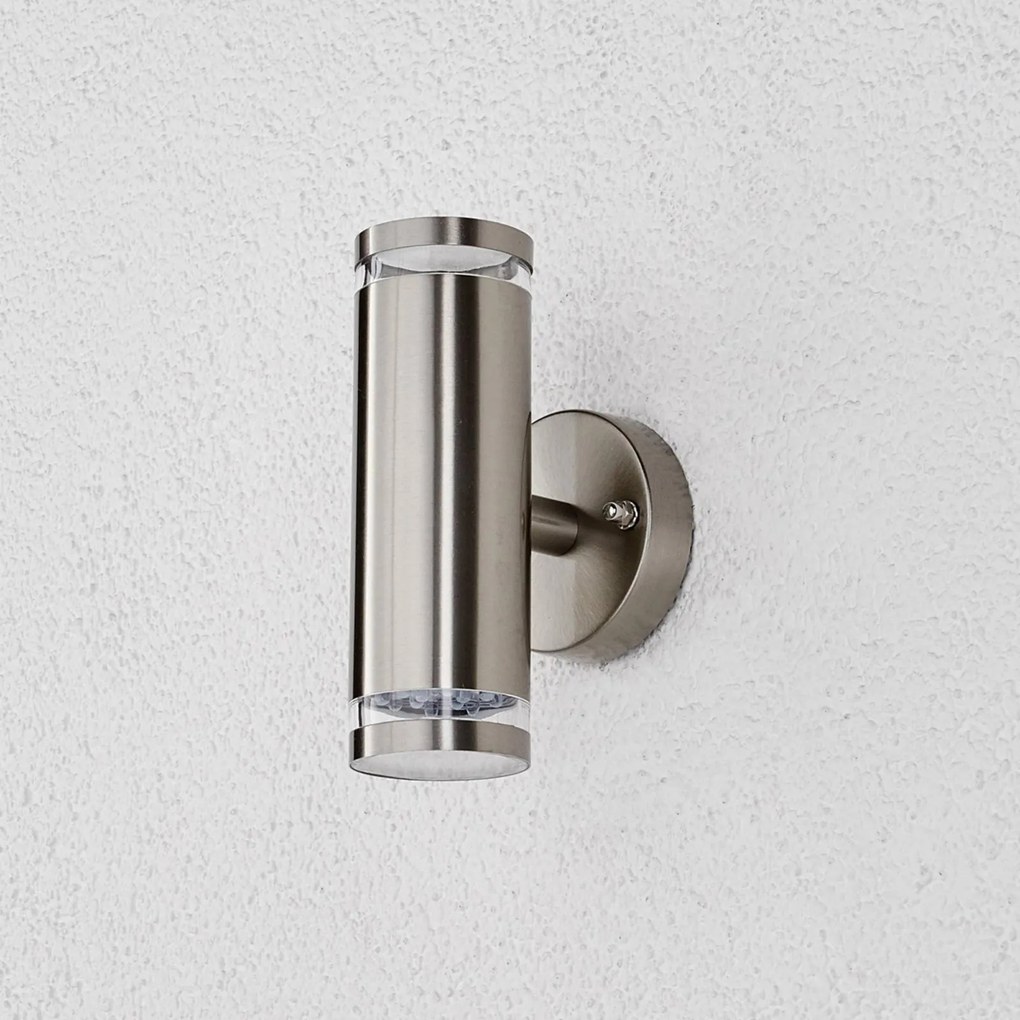 Lindby applique da esterno LED Tiberius, acciaio inox, up/down, IP44