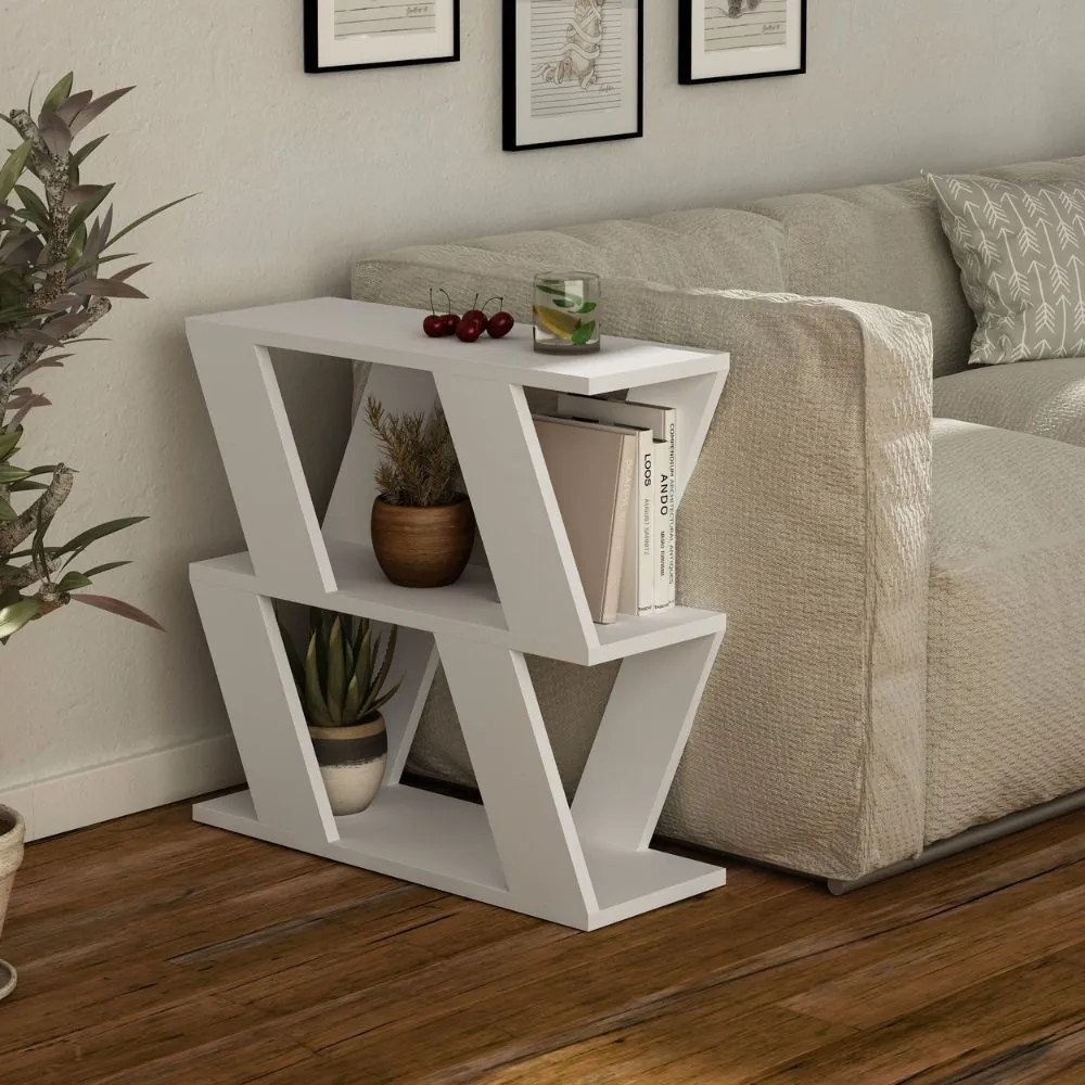 Tavolino da Soggiorno Laterale 57x60x22 cm in MDF Lazena Bianco...