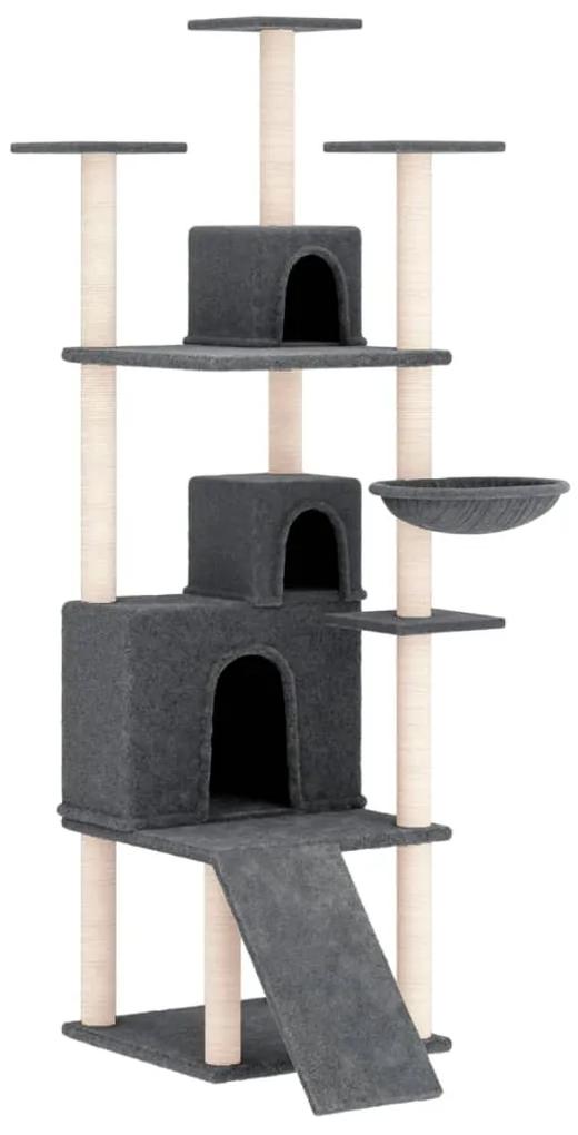 Albero per gatti con tiragraffi in sisal grigio scuro 175 cm