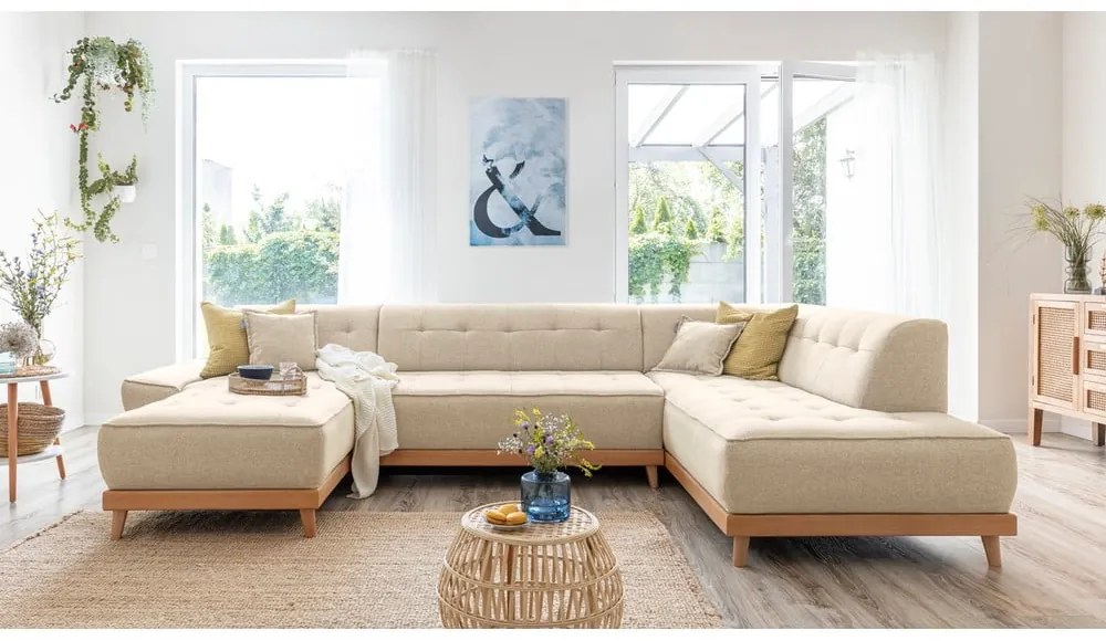 Divano letto angolare beige (angolo destro/"U") Dazzling Daisy - Miuform