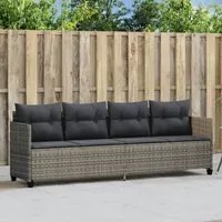 Lettino Prendisole con Cuscini Grigio in Polyrattan 368328