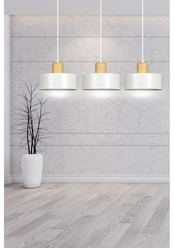 Lampadario a Sospensione in Acciaio e Legno TORIN 3 Nero 3xE27 Colore del corpo Bianco