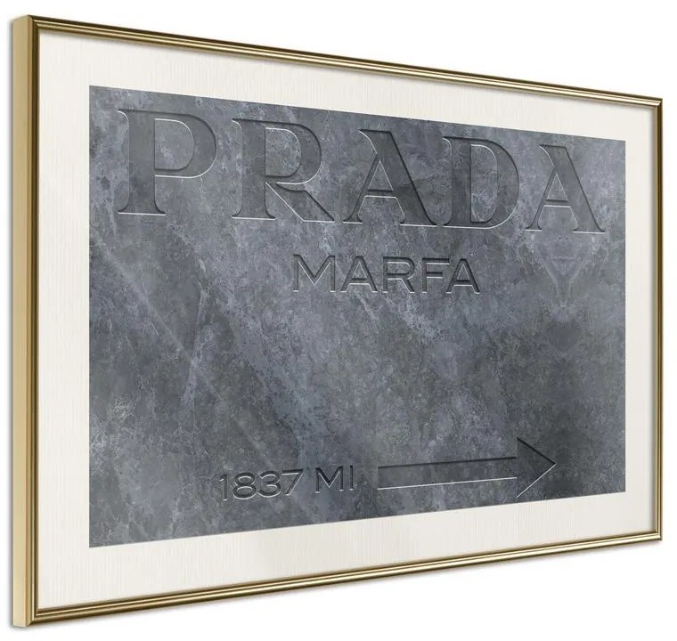 Poster  Prada (Grey)  Cornice Quadri Cornice d'oro con passe-partout, Larghezza x Altezza Home decor 30x20