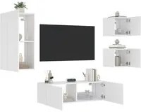 Mobili TV a Muro 4pz con Luci LED Bianchicod mxl 134342