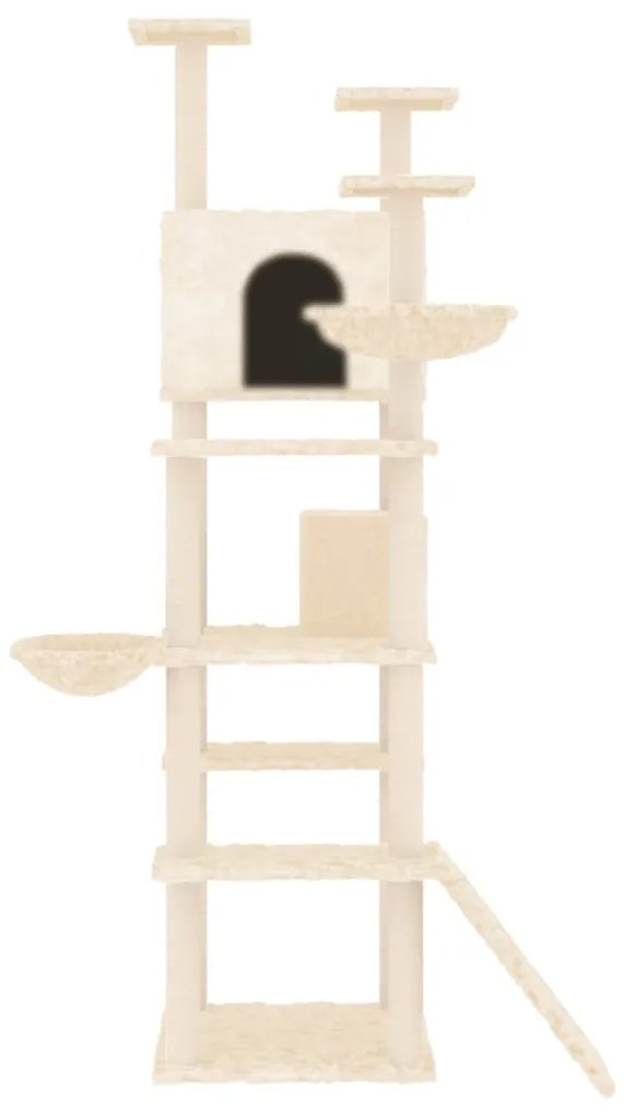 Albero per gatti con tiragraffi in sisal crema 191 cm